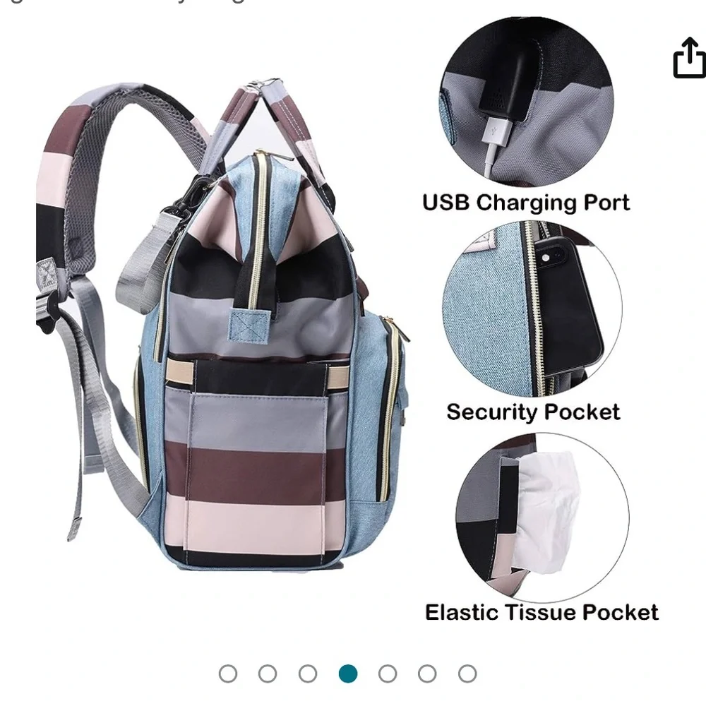 Pofunuo Diaper Bag Backpack - Waterproof Multifunctional Large Travel Baby Bag